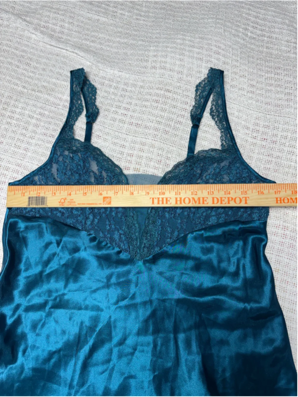 VTG Victoria's Secret Gold Label Teal Satin Lace Maxi Slip Dress Nightgown M EUC - Picture 7 of 14